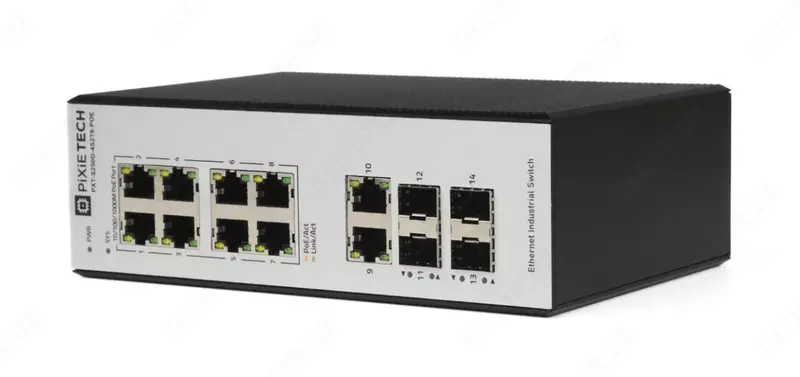 Коммутатор промышленный управляемый PXT-S250G-4S2T8-POE 8 портов PoE  4×SFP  DIN