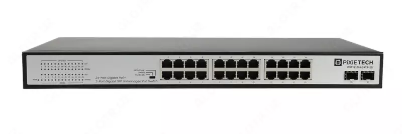 Коммутатор PoE неуправляемый Pixietech PXT-S1501-24TP-2S 24 порта  2×SFP  280 Вт