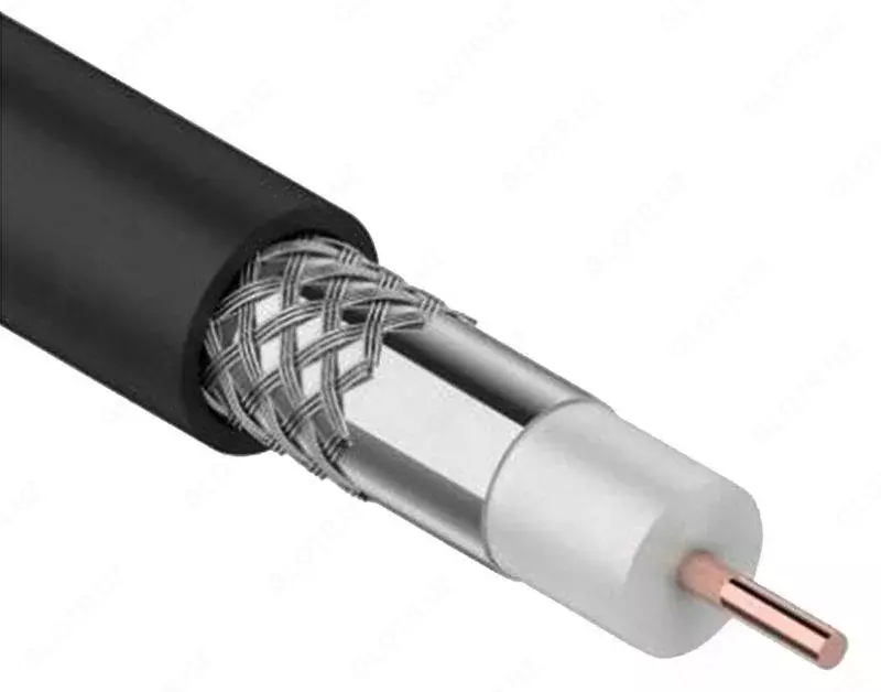 Koaksial kabel RG11 CCS 75Om FPE PVC qora (300m) (metr narxi)