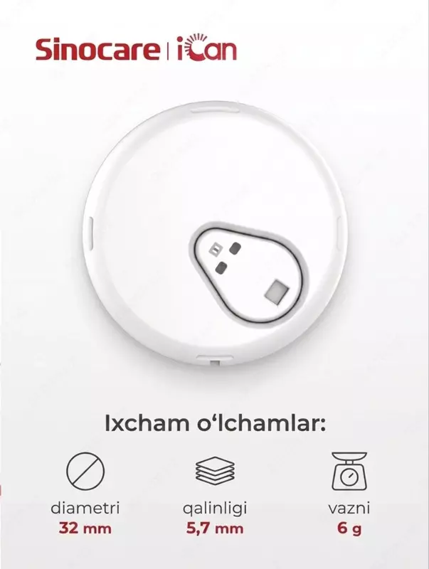  iCan i3 Sinocare CGM uzluksiz glyukoza nazorati tizimi  15 kun  2 yoshdan oshgan - 