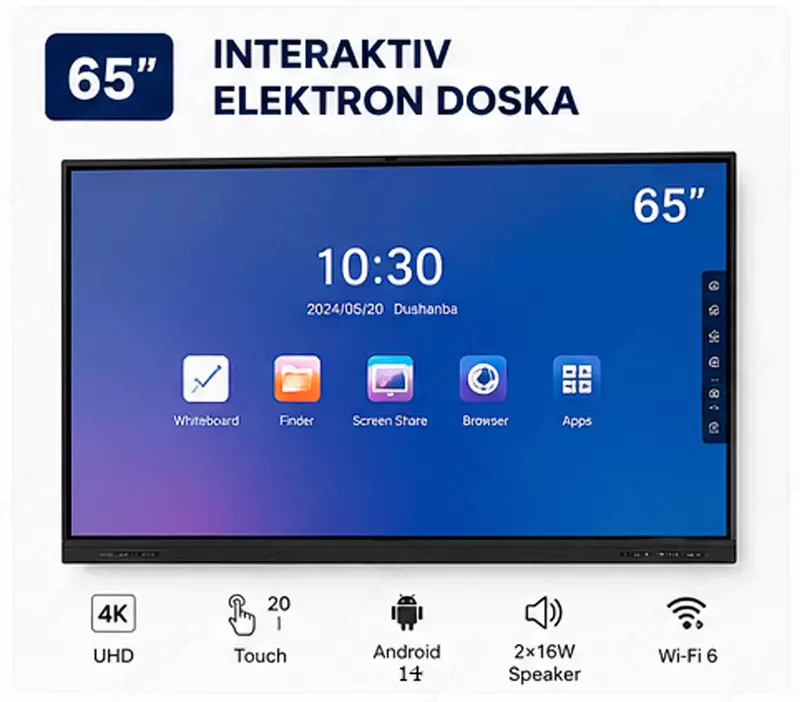 Interaktiv panel 65 dyuymli android 14  4K  4GB / 32GB