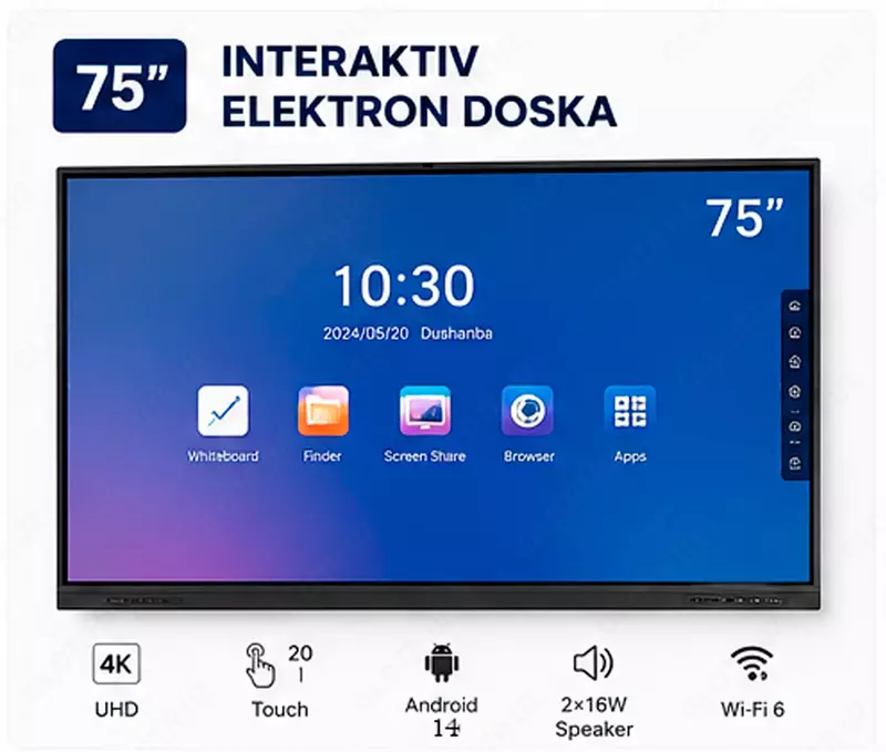 Interaktiv panel 75 dyuymli android 14 4K 4GB / 32GB