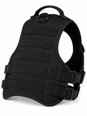 Тактический жилет для собак из ткани "KARDURA", 610 г., регулируемый, черный, размер ремня 70