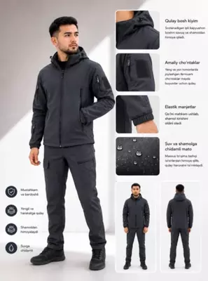 Kapyushonli taktik fleece kostyumi — qishki maxsus kiyim