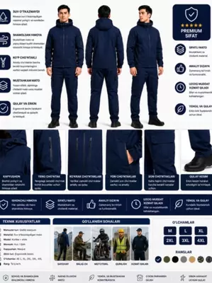 Kapyushonli qishki fleece kostyumi — issiq va qulay kurtka + shim